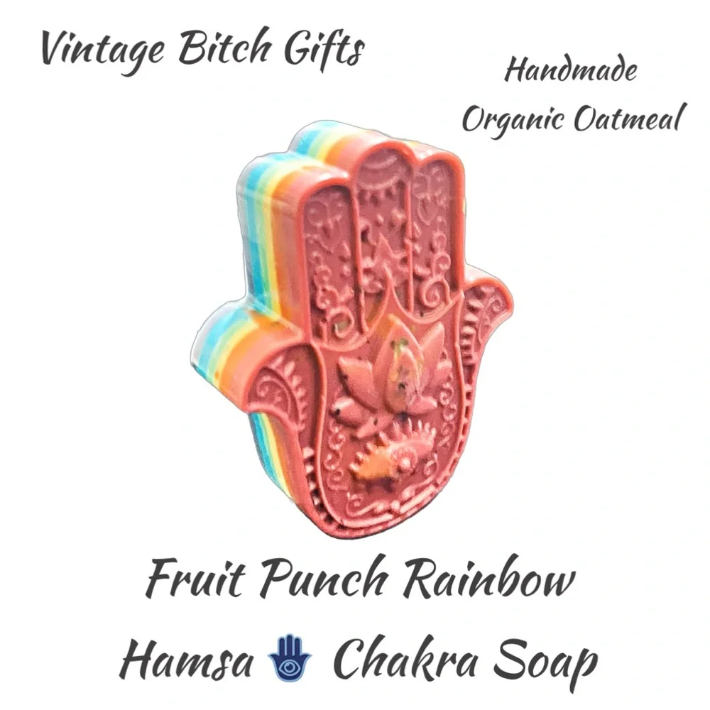 New Fruit Punch Organic Oatmeal Handmade  Rainbow Hamsa 🪬 Chakra Soap By Me
